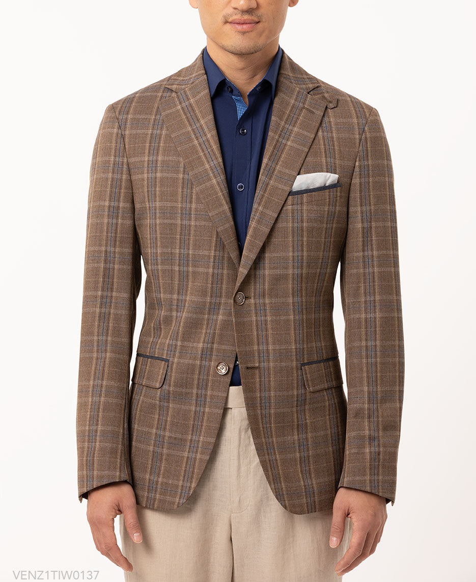 Bolero taupe/brown plaid blazer